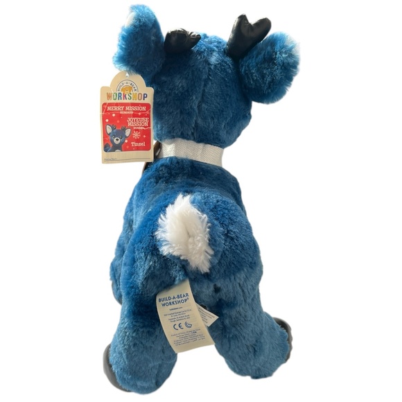 New Build a Bear Christmas Reindeer Tinsel With Tags Blue White 14" Tall - Picture 5 of 10